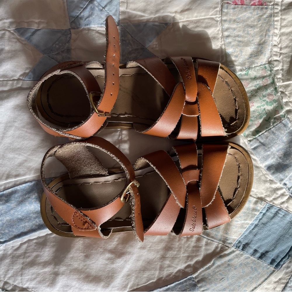Brown Leather Toddler Saltwater Sandals